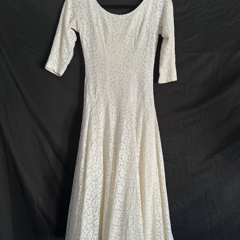 Vintage 79 s does 50’s lace corset back dress